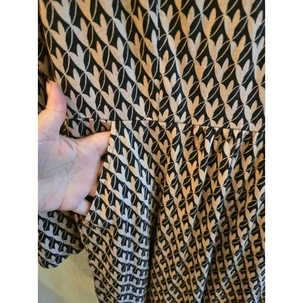Boden Women's Romilly Long-Sleeve Cotton Jersey Dress Pink And Black Hearts 10